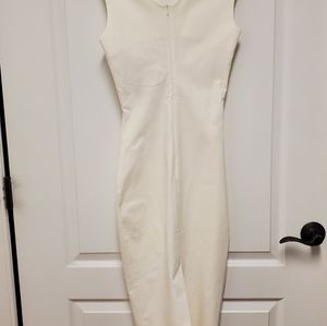 White shin length dress